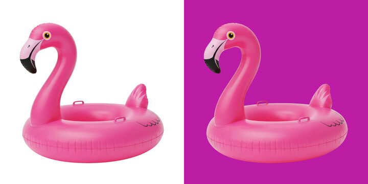 Inflatable pink flamingo floaties for swimming pool relaxation transparent png