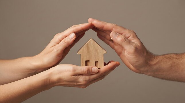 National Roof Over Your Head Day concept with hands protecting a home