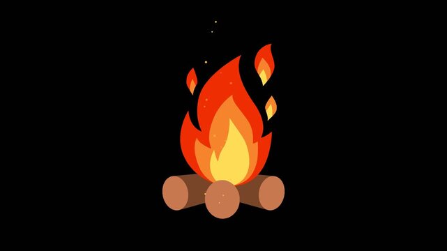 Cartoon campfire flickering seamless loop with alpha channel