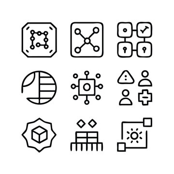 Minimalist flat icons set of technology and people