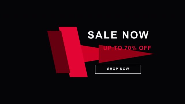 Red Abstract Promotional Sale Banner With Bold Text Over Black Background