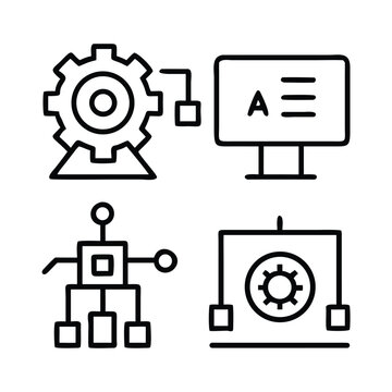 Simple technology and robot icons set