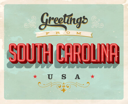 Vintage Touristic Postcard - Greetings from South Carolina.