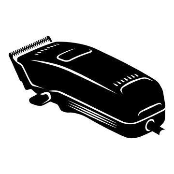Hair clippers depicted as a black silhouette against a white background