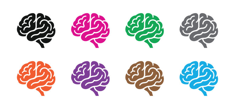 Brain Icon Set Vector Illustration for Human Mind Health Science Concept