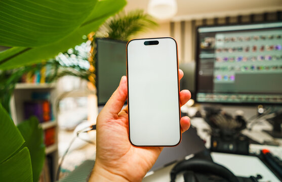 smartphone blank display screen mockup workspace