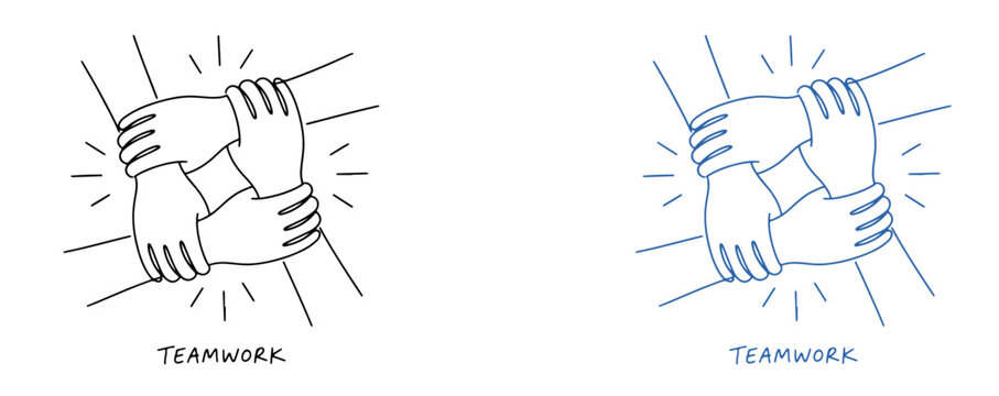 Group of hands holding each other together as a symbol of teamwork Vector