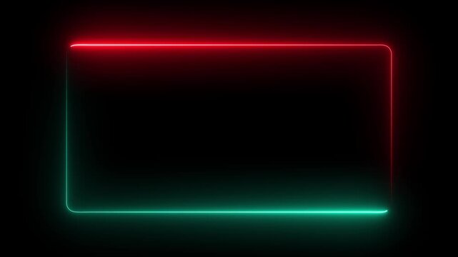glowing neon square rectangle picture frame icon animation shape frame rotation footage round border frame movement photo frame neon box.4k video