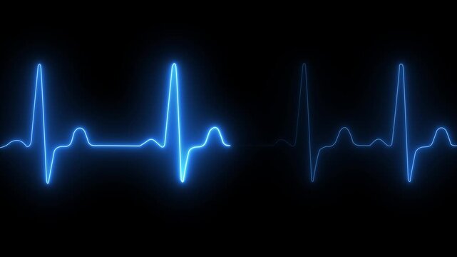 glowing neon heart pulse. Heart beat. Healthcare vector medical background with heart cardiogram. Cardiology concept with pulse rate diagram 4k