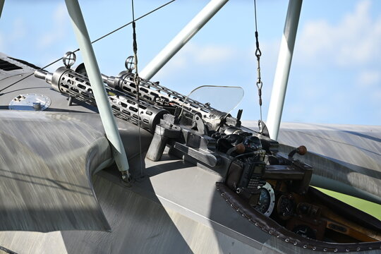 Close Up of the Machine Guns Mounted on a Fokker Dr.I Triplane