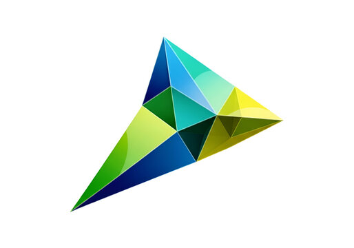 Geometric abstract colorful prism shape, vibrant digital art element