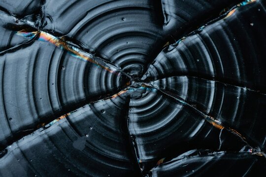 Obsidian conchoidal fracture surface