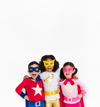 Superhero Kid Smiling Friendship Togetherness