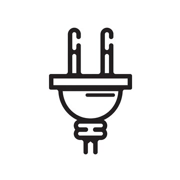 Black Outline Electrical Plug Icon on White