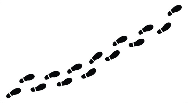 Footprints Trail Illustration, a Path of Footsteps Design, Depicting Movement and Direction, Journey Concept