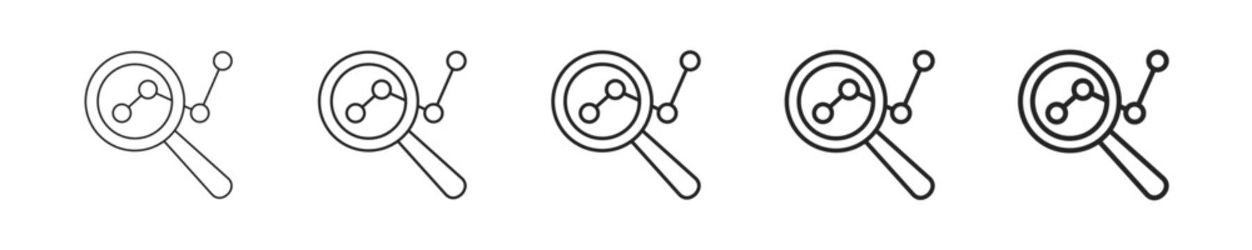 Analysis vector icon in minimalist line style. Clean editable stroke illustration with geometric design and monochrome appearance, isolated on white background
