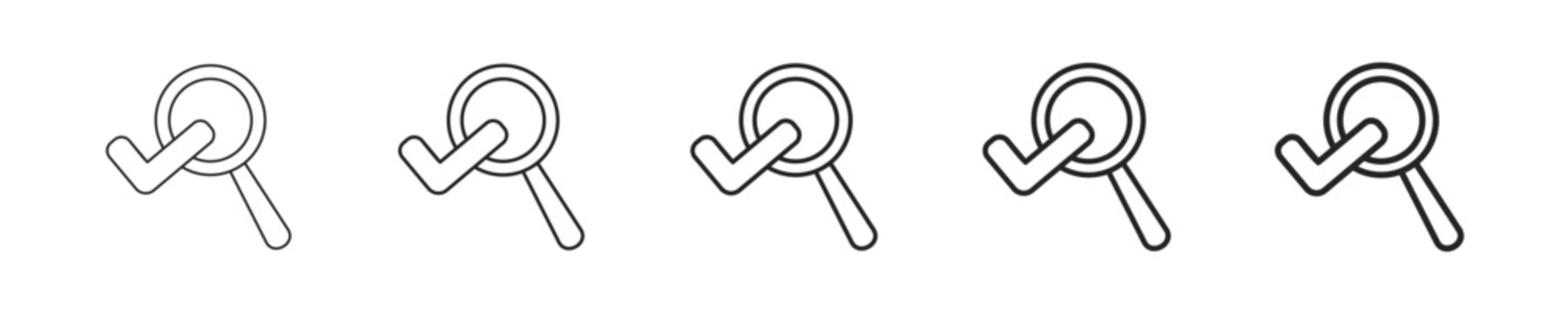 Inspection vector icon in minimalist line style. Clean editable stroke illustration with geometric design and monochrome appearance, isolated on white background