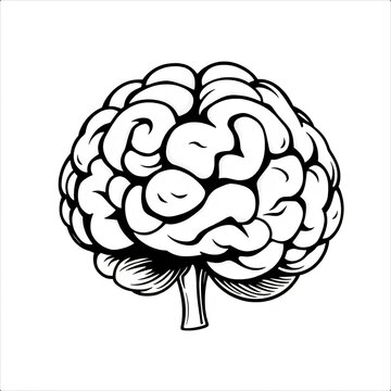 Black and White Brain Illustration Pattern.