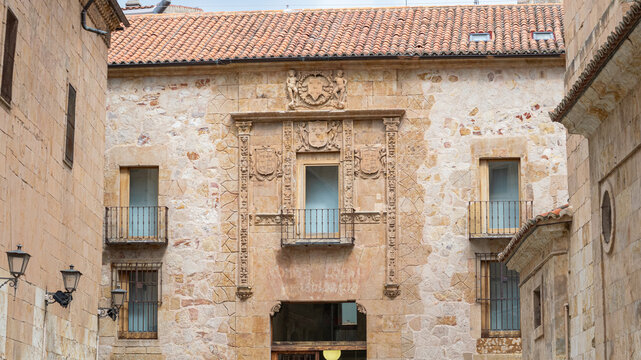 Detalle fachada casa se&ntilde;orial de Don Diego Maldonado, obra de Juan de Alava 1531 en Salamanca, Espa&ntilde;a