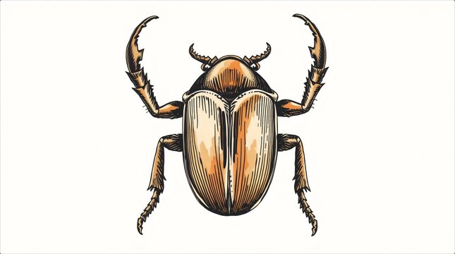Detailed vintage scientific illustration of a stag beetle.