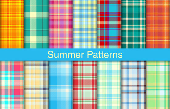 Seamless summer plaid tartan vector pattern background for fabric and textile design