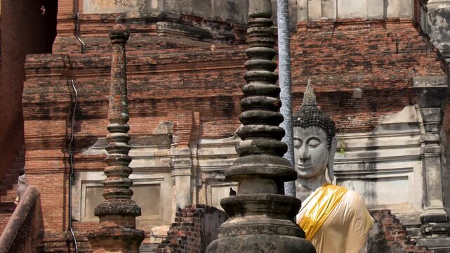 Stone Buddha Statue at Wat Yai Chai Mongkhon in Ayutthaya