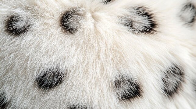 Detailed shot of a snow leopard's soft, patterned fur, close-up on rosettes