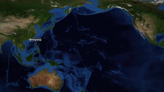 Animated Flight Route Map from Hong Kong to Seattle Across Pacific