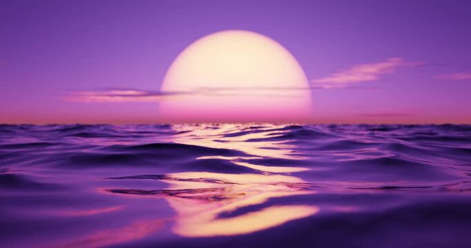 Beach and wave with sunset sky background. Nature and summer concept. 3d render.	