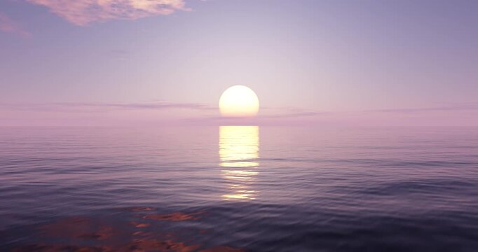 Timelapse clouds on sunset sky and beach wave background. Nature and summer concept. 3d render.	