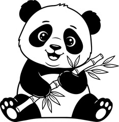 Cute panda bear holding a bamboo branch svg © LIlian
