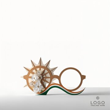Wooden round glasses with tricolor elements for Gandhi Jayanti concept
