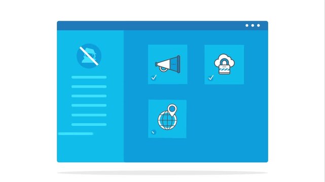 Digital Computer Interface with Business Tools and Technology Icons