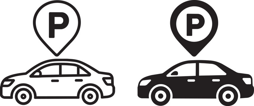 car parking location pin icon set vector illustration