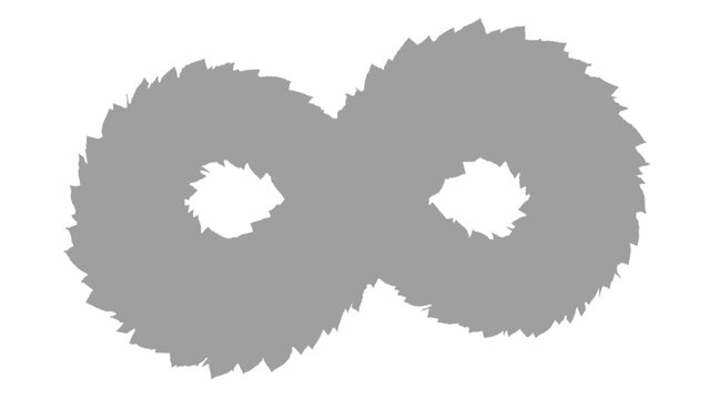 Grey infinity symbol made of foliage leaves silhouette isolated on white background