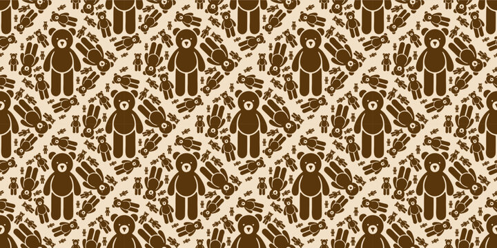 Vector teddy bear pattern on a sand-brown background