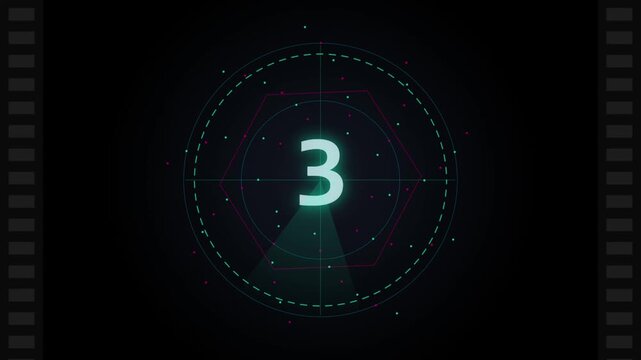 Futuristic countdown timer HUD animation with digital interface