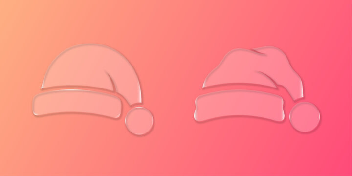 Festive christmas santa claus hat icons in a modern glass morphism set design