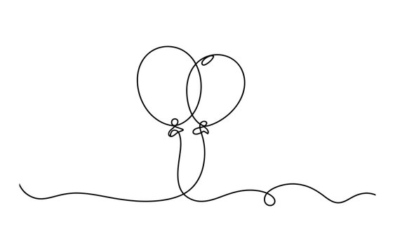 Two balloons drawn in a continuous single black line style