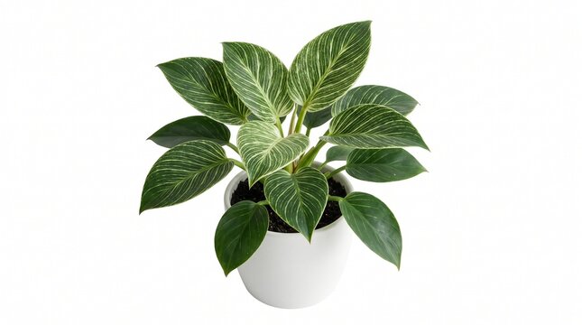 Isolated Potted Philodendron Birkin Plant Asset Cutout for Archviz Render