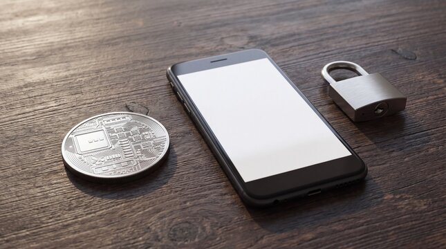 Cryptocurrency mobile wallet security concept