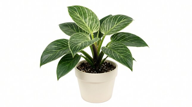 Isolated Potted Philodendron Birkin Plant Asset Cutout for Archviz Render