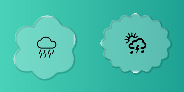 Weather icons set featuring modern glass morphism design elements on a soft green background