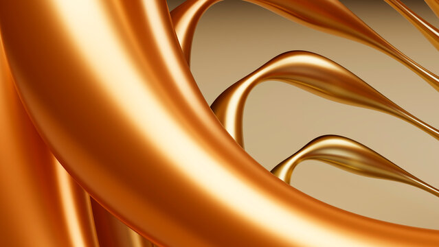 Abstract golden metallic curves with smooth flowing design
