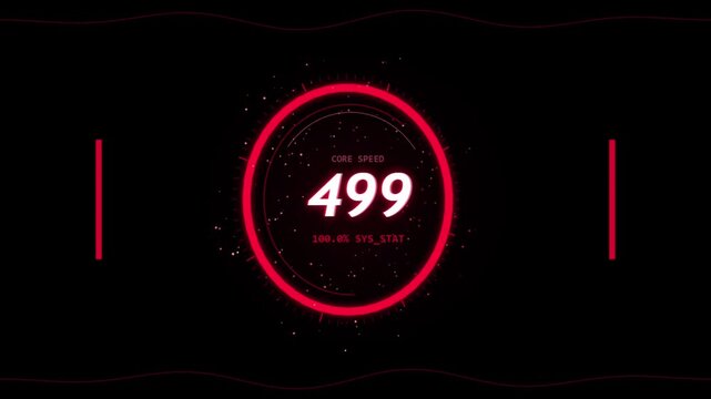 Futuristic countdown timer HUD animation with digital interface