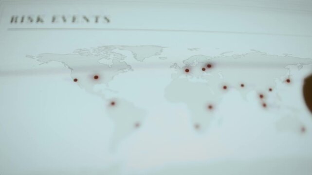 Risk events map displays worldwide alert locations