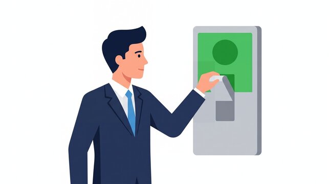 Businessman Using Digital Card Reader for Secure Payment