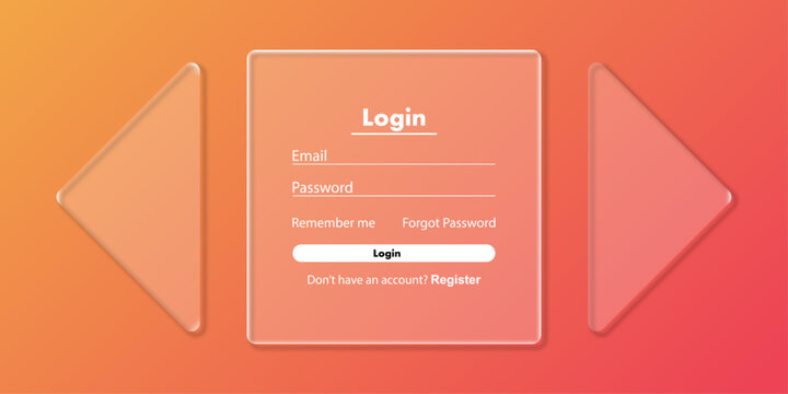 Modern login interface design featuring a trendy glass morphism effect on gradient background