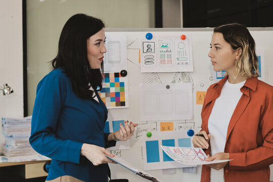 team of UI UX web designer are working together to develop mobile responsive websites with UI UX front end designer previews