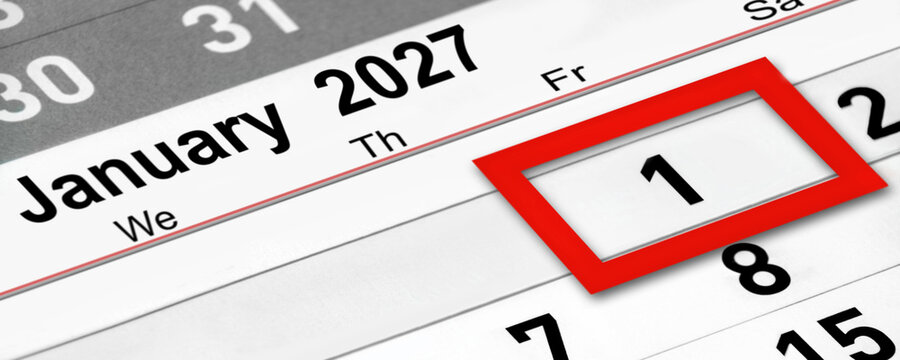 Calendar January 2027  Friday New Year